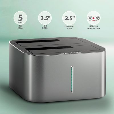 2. AXAGON ADSA-DC USB 3.2 Gen1 Dockingstation – 2x SATA 6G CLONE DUAL HDD ASMedia