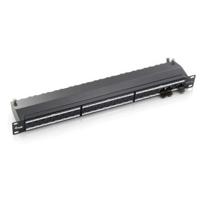19-Zoll-Patchpanel mit 24 RJ45-Anschlüssen, Cat6a-FTP-Anschluss, 1 HE, 500 MHz, RAL9005