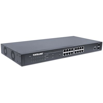 2. Intellinet 561198 Netzwerkkabel, Managed L2+ Gigabit-Ethernet (10/100/1000) mit PoE-Unterstützung, 1 HE, Schwarz