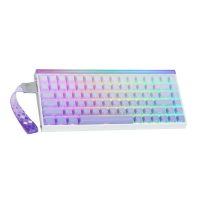 16. HERO84 HE Tastatur mit Dichtung, Weiß+Lila+Farbverlauf+HELL JadeKing Schalter RGB AULA