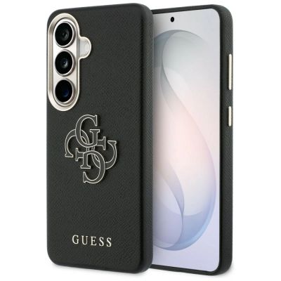 Guess Hülle mit genarbtem, großem 4G-Metalllogo für Samsung Galaxy S26 – Schwarz