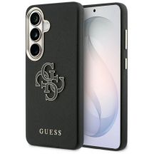Guess Hülle mit genarbtem, großem 4G-Metalllogo für Samsung Galaxy S26 – Schwarz