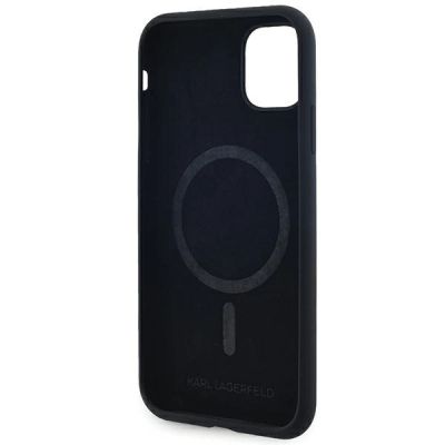 7. Karl Lagerfeld Silikon Karl&Choupette MagSafe Hülle für iPhone 11 / Xr – schwarz
