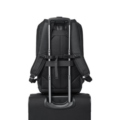 13. Rivacase Eden City Rucksack, Schwarz, Polyester, gewachstes Leder (Pull-Up)