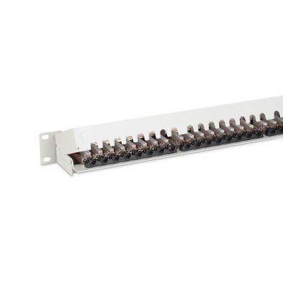6. Digitus Patchpanel 19 Zoll, 24x RJ45, LSA-Level, Cat. 6A, geschirmt, 1 HE, grau, Kabelführung