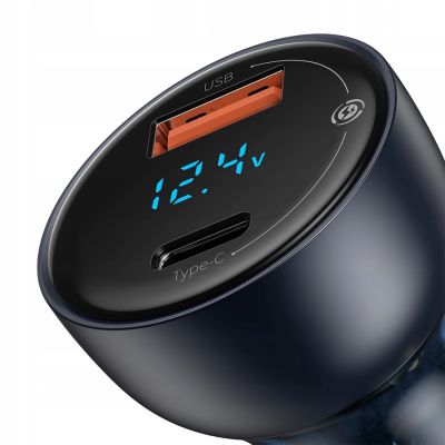 7. Baseus Particular 65W USB-A USB-C QC PPS Kfz-Ladegerät mit Digitalanzeige – Dunkelgrau