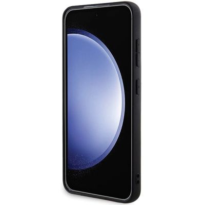 4. Guess 4G Collection Leder Metall Logo MagSafe Hülle für Samsung Galaxy S24 – Schwarz