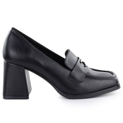 4. Schwarze Damen-Mokassins mit hohem Absatz, Potocki SZ12783