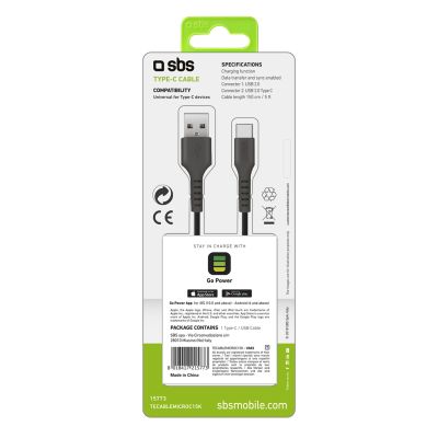 2. SBS TECABLEMICROC15K USB-A – USB-C-Kabel 1,5 m – Schwarz