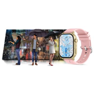 22. Smartwatch Gravity GT15-7 mit pinkfarbenem Silikonarmband und goldenem Armband