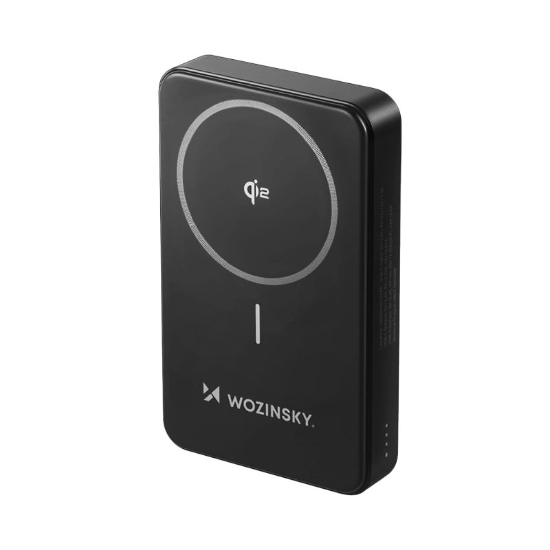 Powerbank Wozinsky WLWP-10KA0Y3S 22,5W PD Qi2 10000 mAh, mit Ständer, 1x USB-A, 1x USB-C - schwarz