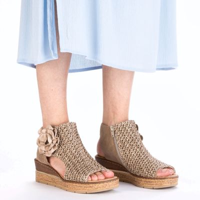 5. Bequeme Keilplateau-Sandalen für Damen, beige, Rieker 63791-60