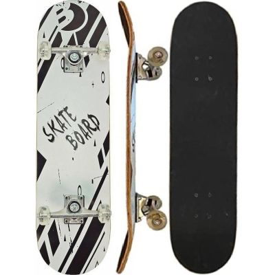 6. SCHWARZ-WEISSES HOLZ-SKATEBOARD FÜR KINDER, BEST SPORTING