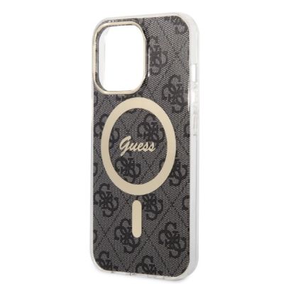 6. Set Guess GUBPP13LH4EACSK Hülle + Ladegerät iPhone 13 Pro schwarz/schwarz Hartschale 4G Print MagSafe