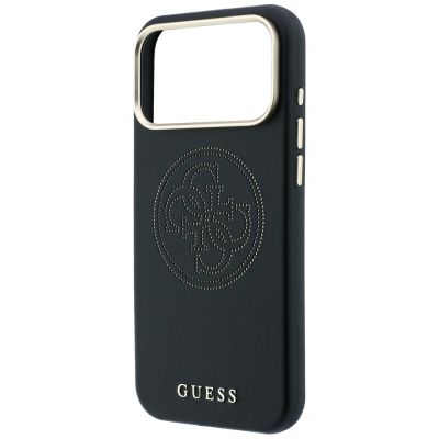6. Guess Perforierte 4G Gold Logo Magsafe Hülle für iPhone 17 Pro Max / 18 Pro Max - Schwarz