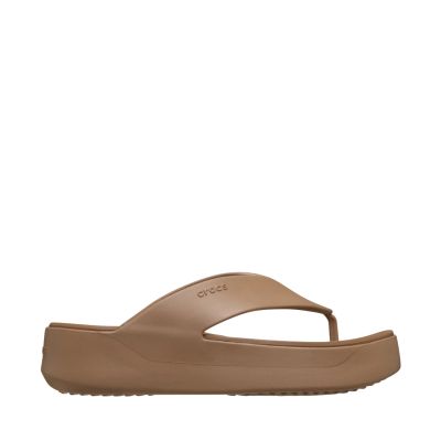 Crocs Getaway Plateau-Flip-Sandalen für Damen, Braun, 209410 2JJ