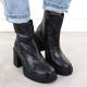 7. Schwarze Damen-Ankle-Boots aus Leder mit Schlangenmuster am Absatz, Modell Goe SS2N4152
