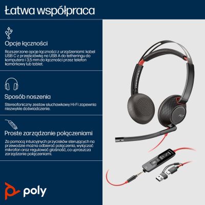 57. POLY Blackwire 5220 8X231AA Over-Ear-Kopfhörer
