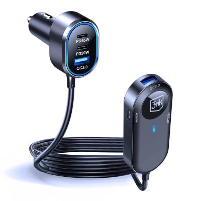 2. 3mk Doppel-Autoladegerät 135W PD QC PPS USB-C USB-A - Schwarz