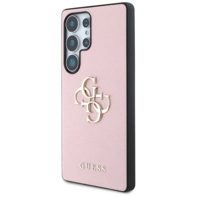 2. Guess Grained Big 4G Logo Small Classic Logo Case für Samsung Galaxy S25 Ultra rosa