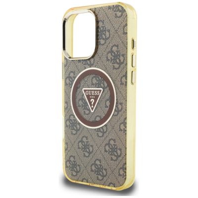 6. Guess IML Metal Glitter 4G Circle Triangle MagSafe Case für iPhone 16 Pro - Braun