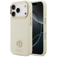 Guess Grained Strass Logo MagSafe Hülle für iPhone 17 Pro - Beige