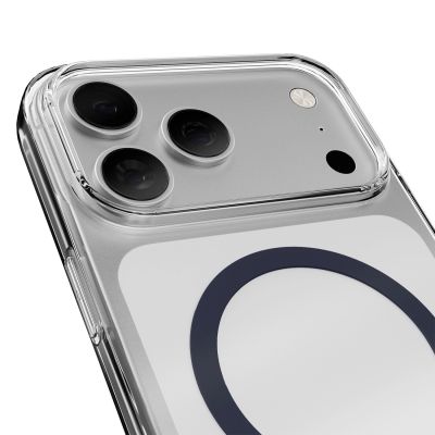 6. Puro Lite Mag TPU+PC Hülle kompatibel mit MagSafe für iPhone 17 Pro - Transparent mit blauem Ring