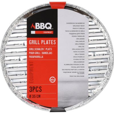 5. Aluminium-Grillplatten, Durchmesser 34 cm, 3 Stück