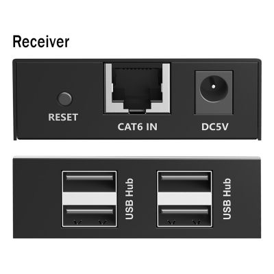 11. Verlängerungskabel (Extender) über verdrilltes Paar Cat.6 USB 2.0 bis zu 150 m, 4x USB-A bis zu 480 Mbit/s, 1x RJ45 (Gigabit Ethernet) - Set (Empfänger/Sender)