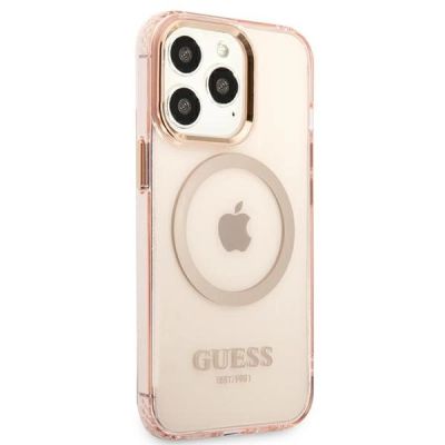 4. Guess GUHMP13LHTCMP iPhone 13 Pro / 13 6,1" rosa/rosa Hartschale Gold Outline Translucent MagSafe