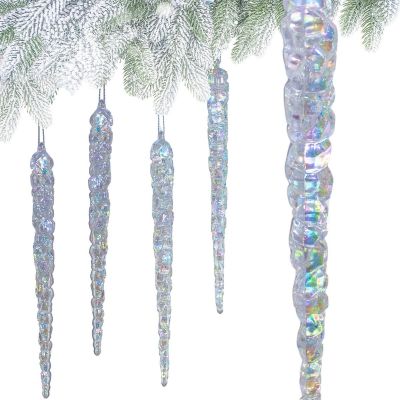 11. Schimmernde Eiszapfen-Hängedekoration, 22 cm, 4 Stück