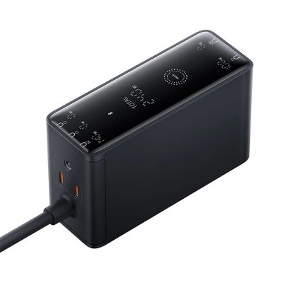 4. Baseus Digital GaN 3xUSB-C 1xUSB-A 240W Wandladegerät mit Netzkabel – Schwarz