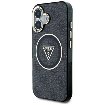 2. Guess IML Metal Glitter 4G Circle Triangle MagSafe Case für iPhone 16 - Schwarz