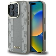DKNY Magsafe iPhone 16 Pro Hülle mit Karomuster - Beige