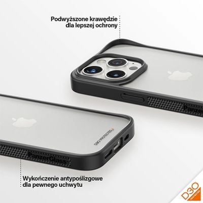 4. Militärzertifizierte PanzerGlass ClearCase iPhone 15 Pro Hülle – Transparent und Schwarz