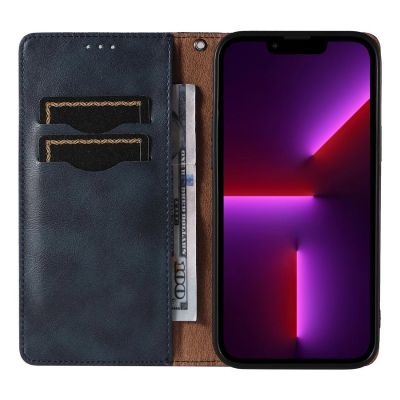 8. Magnetband Hülle Hülle für Samsung Galaxy S23 Flip Wallet Mini Lanyard Stand Blau