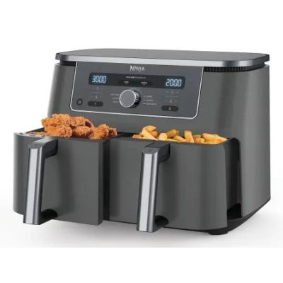 20. Ninja DZ400EU Doppelfritteuse 9,5 l, autonom, 2470 W, Heißluftfritteuse, Grau