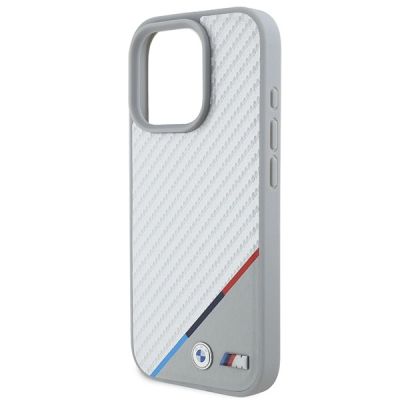 6. BMW M Carbon Tricolor Line MagSafe Hülle für iPhone 16 Pro – Grau