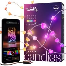 Twinkly Candies – 100 herzförmige RGB-LED-Lämpchen, transparentes Kabel, USB-C