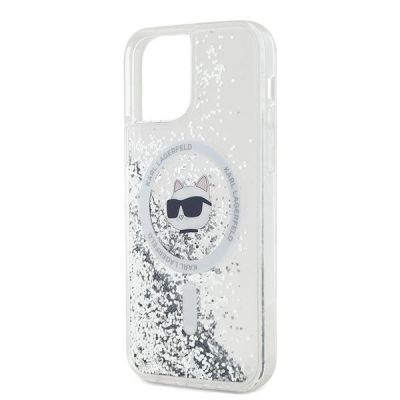 6. Karl Lagerfeld Liquid Glitter Choupette Head MagSafe Hülle für iPhone 12/12 Pro – Transparent