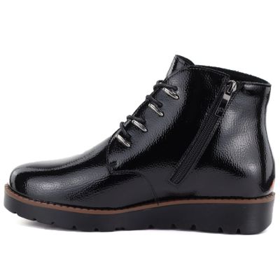 3. Schwarze Keilstiefeletten aus Lackleder für Damen von Potocki (Z25-JE19360)