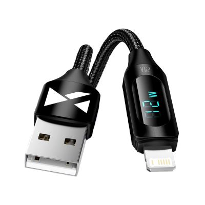 2. USB-A-Kabel – Lightning Wozinsky WUALC2 mit LED-Anzeige 2,4 A 2 m – Schwarz