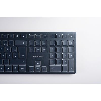 16. CHERRY KW 9100 SLIM Universal-Tastatur, kabellos mit Funk und Bluetooth, QWERTZ-Tastatur, Deutsch, Schwarz