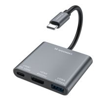 Hub Wozinsky WHCH-01 USB-C PD 100W HDMI 4K@30Hz USB-A 10Gbps - grau