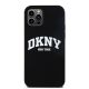 8. DKNY Flüssigsilikon-MagSafe-Hülle mit weißem bedrucktem Logo für iPhone 12/12 Pro – Schwarz