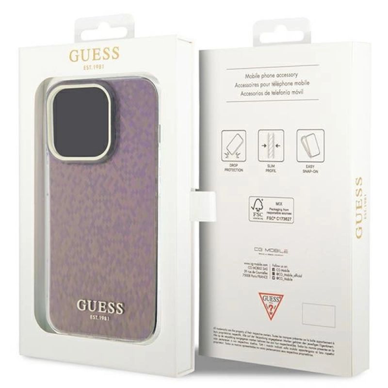 8. Guess GUHCP15LHDECMP iPhone 15 Pro 6,1" rosa/rosa Hardcase IML Faceted Mirror Disco Iridescent