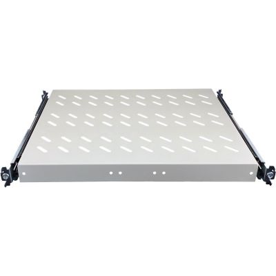 19" 1HE Auszugsfach, 570 mm tief, grau, 4 Befestigungspunkte ALANTEC