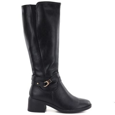 2. Damen-Lederstiefel mit Absatz, gefüttert, schwarz, Sergio Leone KZ-13-S