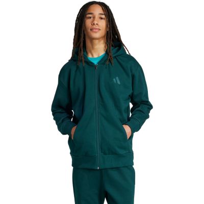 Herren adidas ALL SZN Fleece-Sweatshirt mit durchgehendem Reißverschluss Grün JX5101