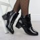 5. Lack-Stiefeletten für Damen mit Schleifen und Blockabsatz, schwarz M.Daszyński 2481